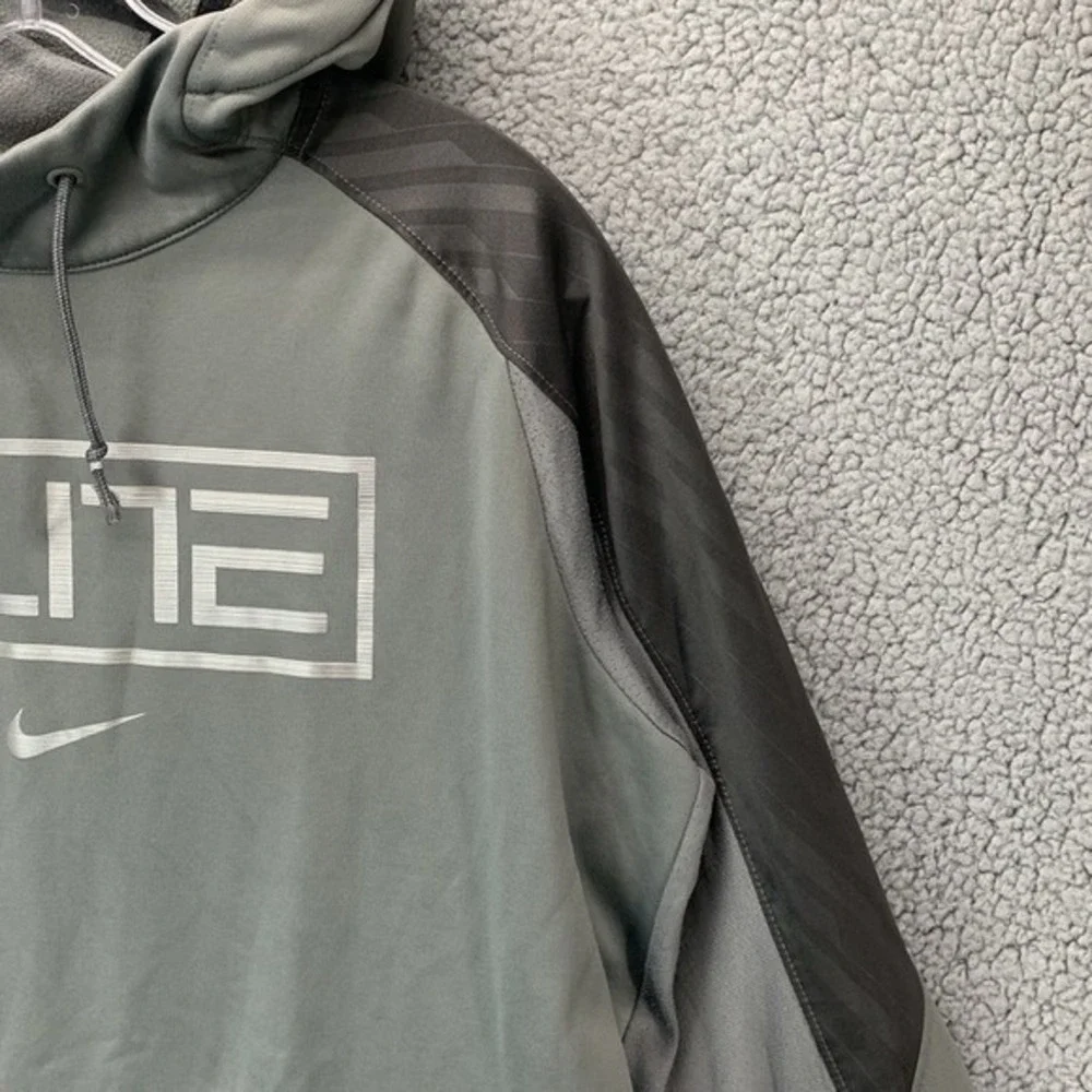 Nike Elite Therma-Fit Hoodie Men's Size M Gray Pullover Sweatshirt Athletic